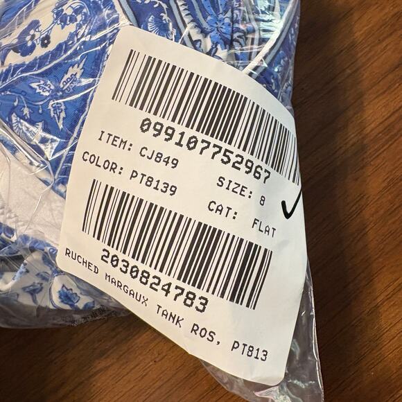 J Crew Ruched Plunge One Piece Swim Suit 8 NWT  Blue Banana Paisley CJ849 J.Crew - Picture 6 of 6